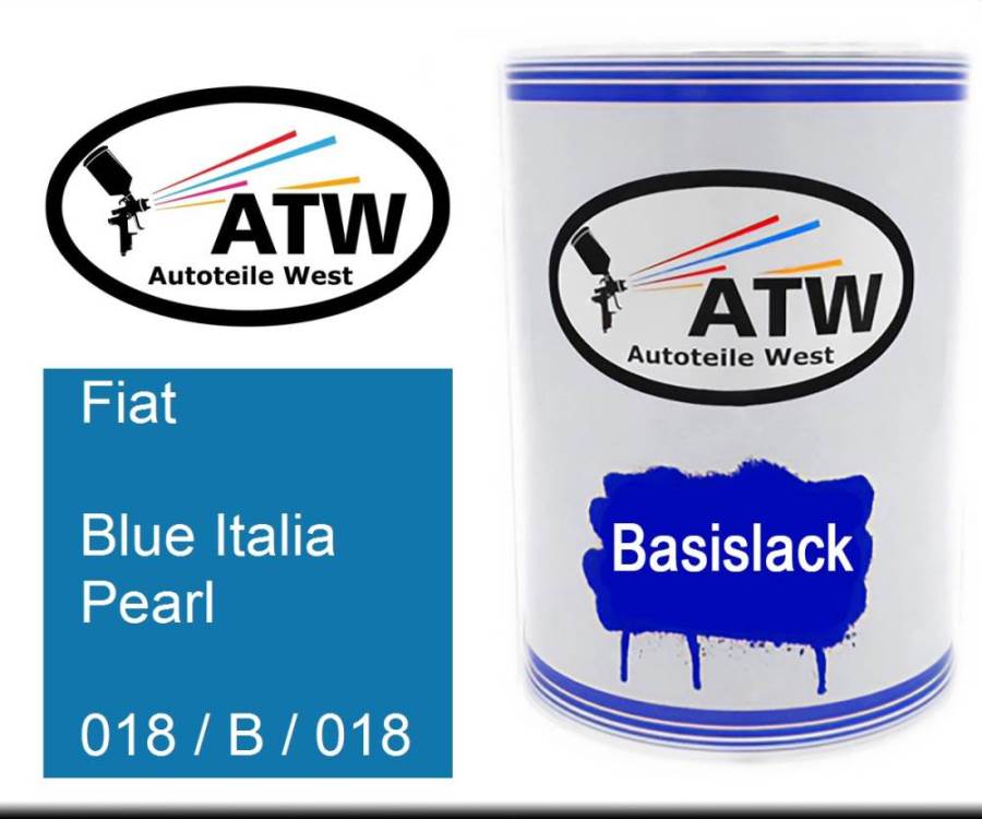 Fiat, Blue Italia Pearl, 018 / B / 018: 500ml Lackdose, von ATW Autoteile West.